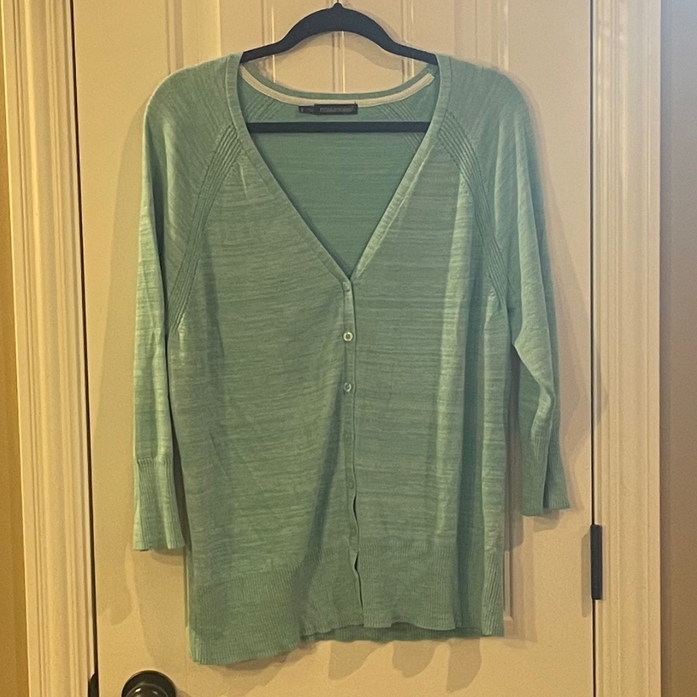 Maurices Space Dye Cardigan; Blue / Green; Plus Size 2